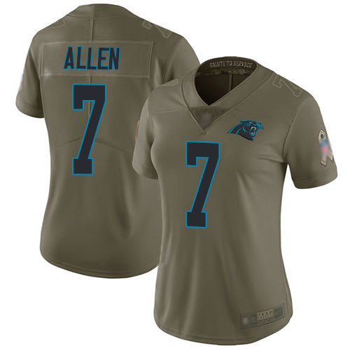 Carolina Panthers Limited Olive Women Kyle Allen Jersey NFL Football #7 2017 Salute to Service->carolina panthers->NFL Jersey